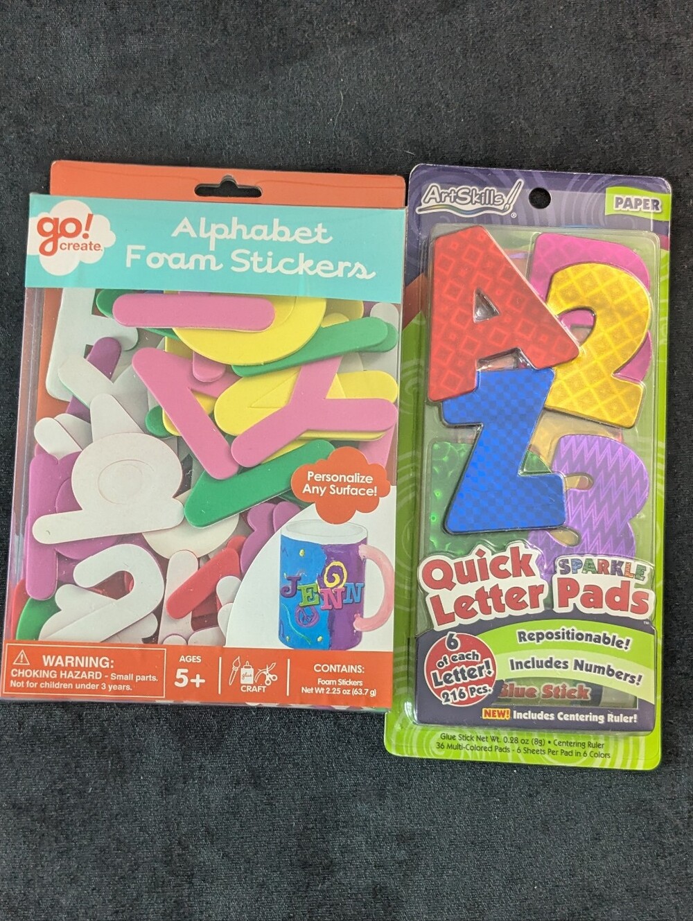 NWT! go! create Foam Letter Stickers & Artskills Quick Letter Sparkle Pads